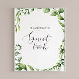 Green leaves sign the guestbook sign by LittleSizzle