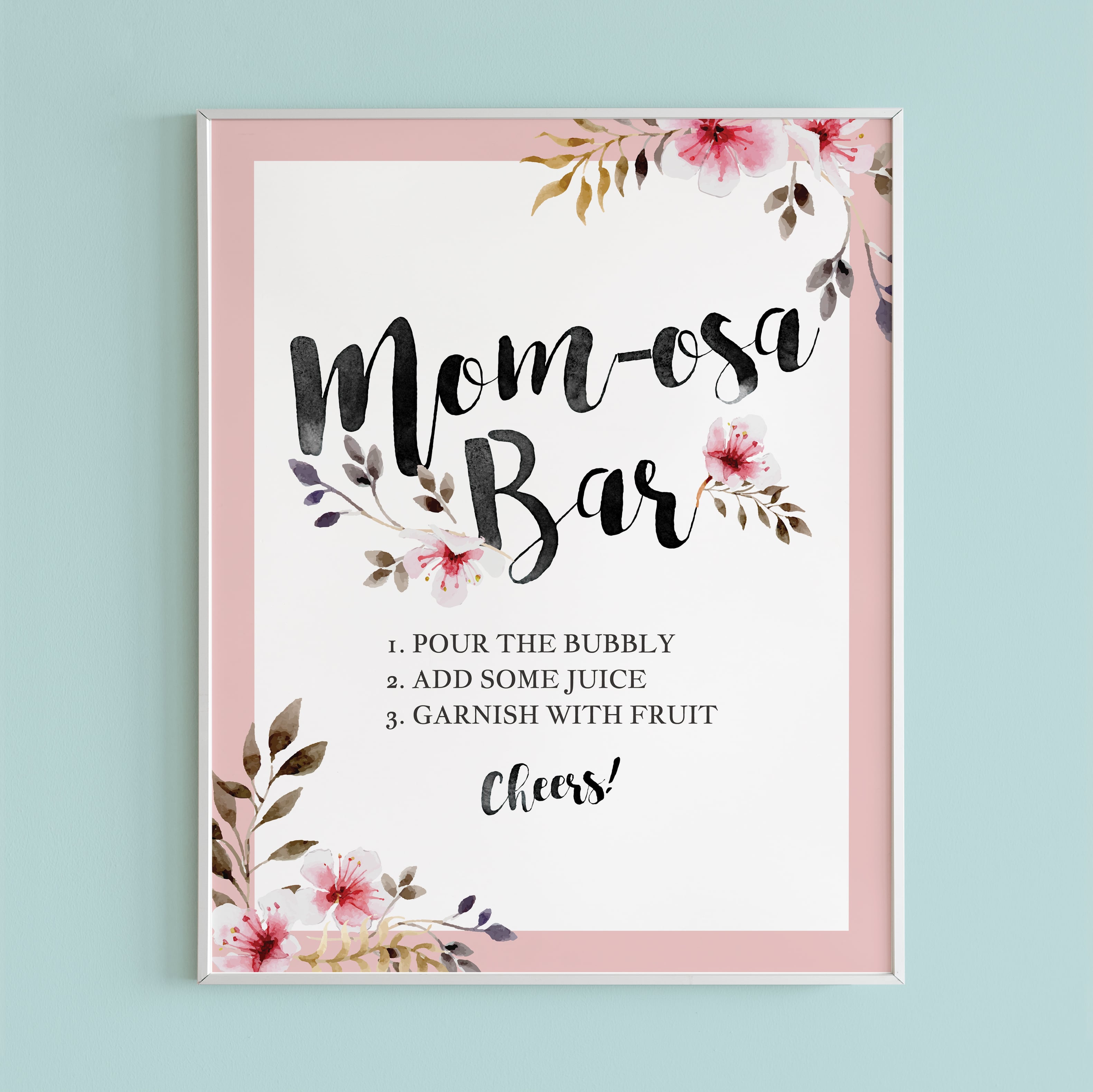 Blush Pink Baby Shower Mimosa Bar Sign Printable - Just Simply Mom Designs