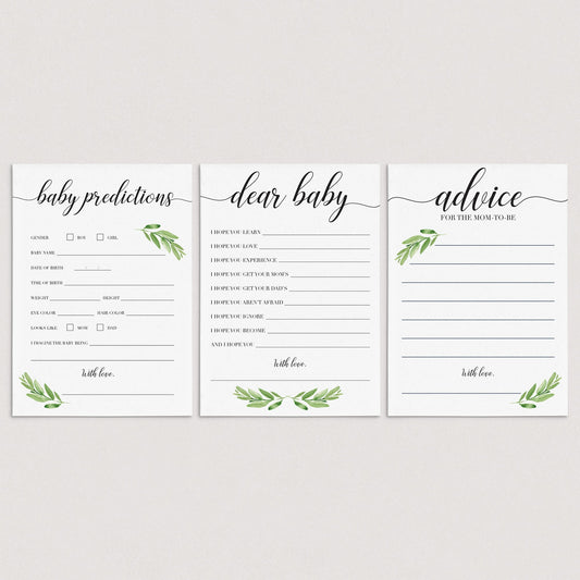 Greenery Baby Shower Game Pack Download by LittleSizzle