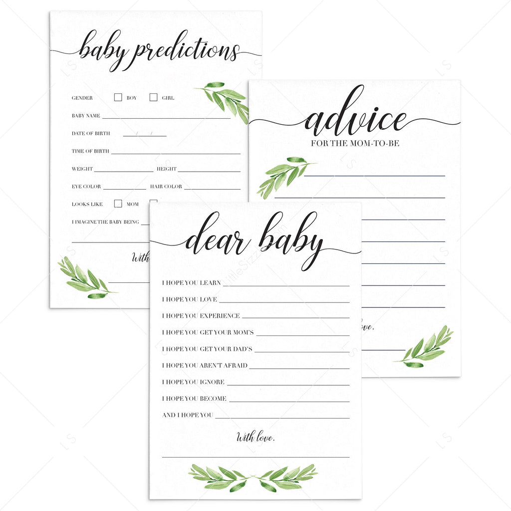 Greenery Baby Shower Keepsakes for Mom | Printable & Virtual – LittleSizzle