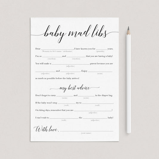Funny baby mad libs advice cards by LittleSizzle