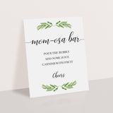 Baby shower momosa table sign printable greenery by LittleSizzle