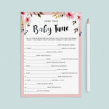 Name that tune baby shower game with pink flowers by LittleSizzle