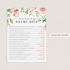 Baby shower game nursery rhyme quiz answers by LittleSizzle