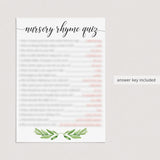 Nursery rhymes for baby shower game printable by LittleSizzle