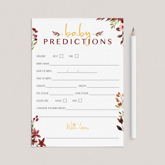 Baby prediction game fall baby shower by LittleSizzle