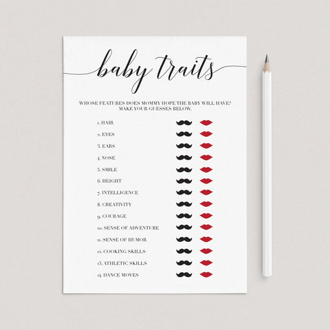 Printable Baby Shower Quiz Baby Traits | Instant download – LittleSizzle