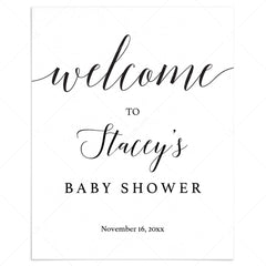 Editable Baby Shower Welcome Sign Template Calligraphy by LittleSizzle