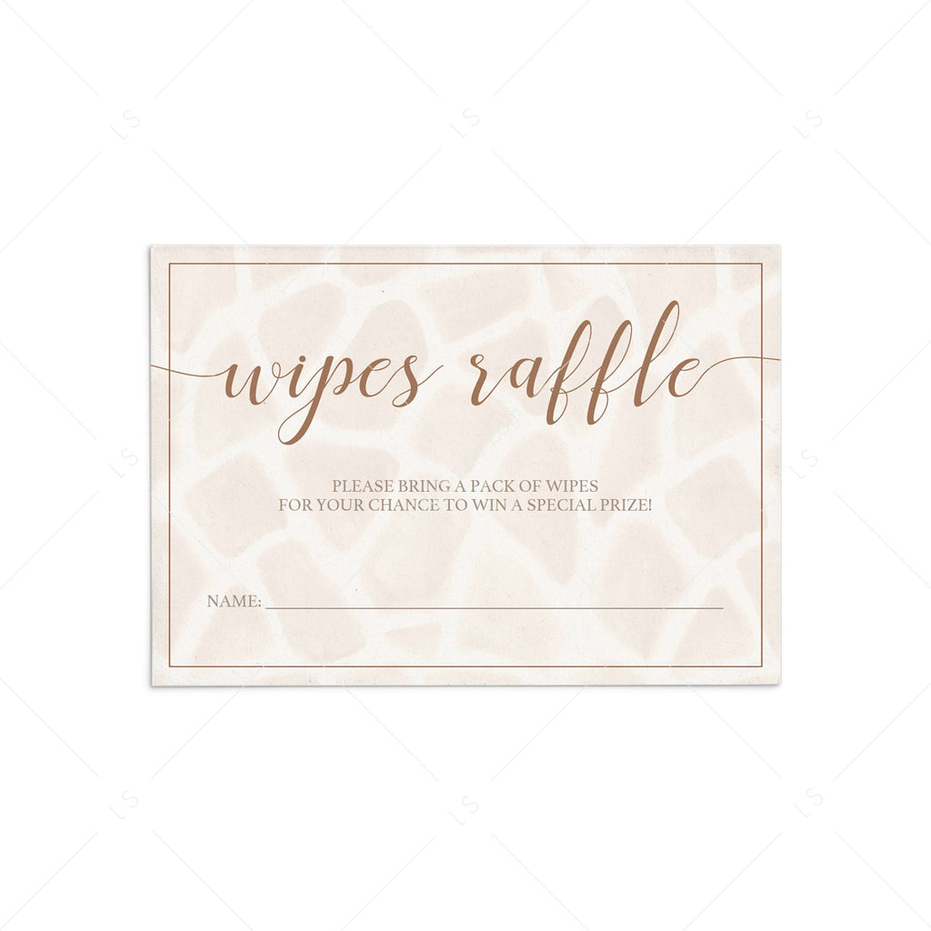 Wipes Raffle Ticket for baby shower Gender Neutral | Instant download ...