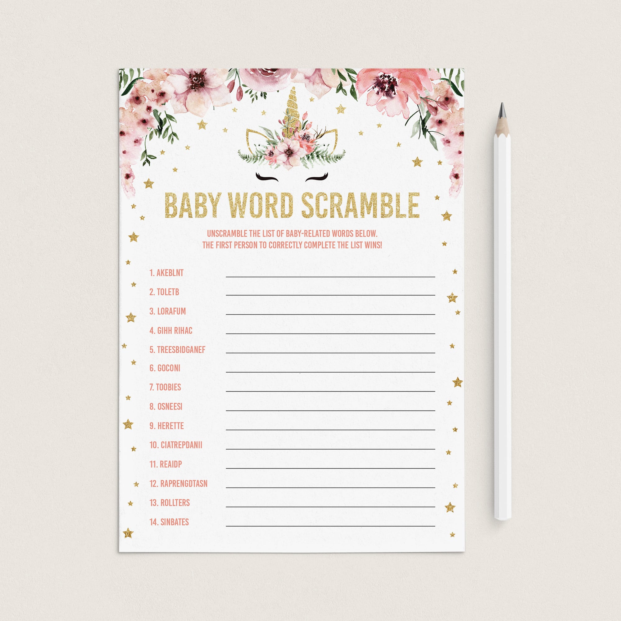 Download word scramble answers for baby party by LittleSizzle