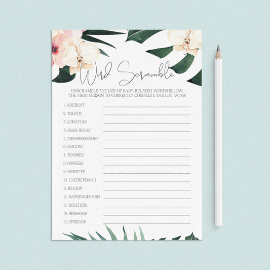Baby Shower Word Game Printable Summer Theme by LittleSizzle