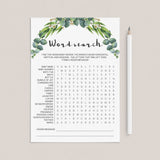 Baby word search game printable with green leaves by LittleSizzle