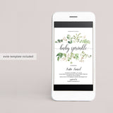 Greenery baby sprinkle invitation template by LittleSizzle