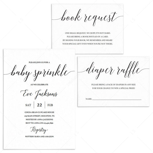 Printable Baby Sprinkle Invitation Set with Calligraphy Font by LittleSizzle