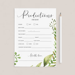 Baby gender prediction cards with watercolor green leaves by LittleSizzle