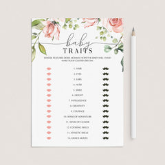 Coed Baby Shower Game Baby Traits Printable by LittleSizzle
