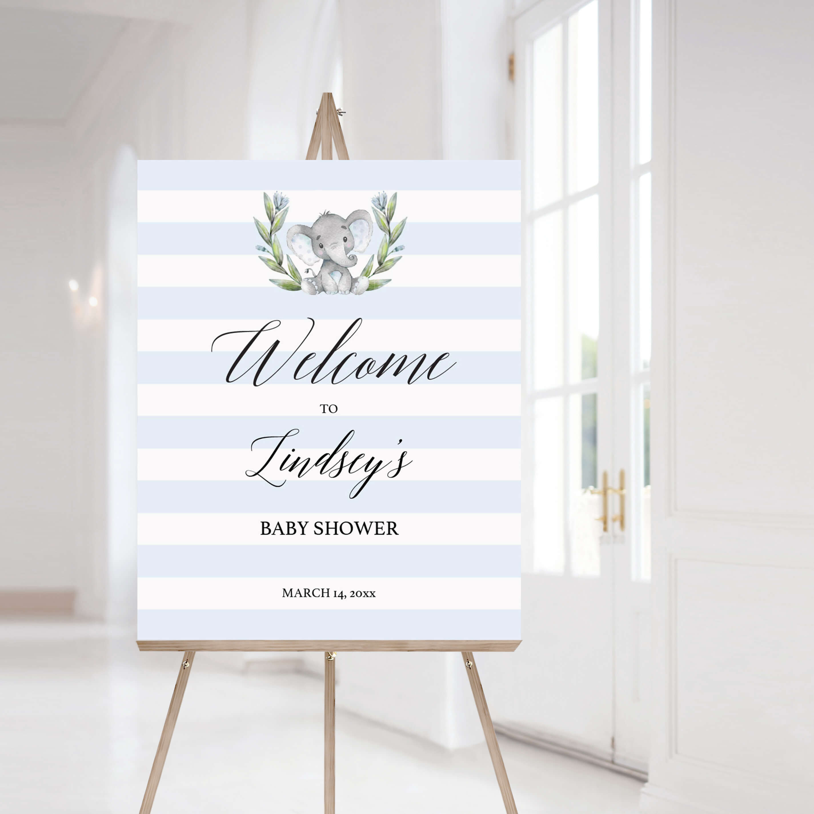 Blue and White Boy Baby Shower Welcome Sign Printable by LittleSizzle