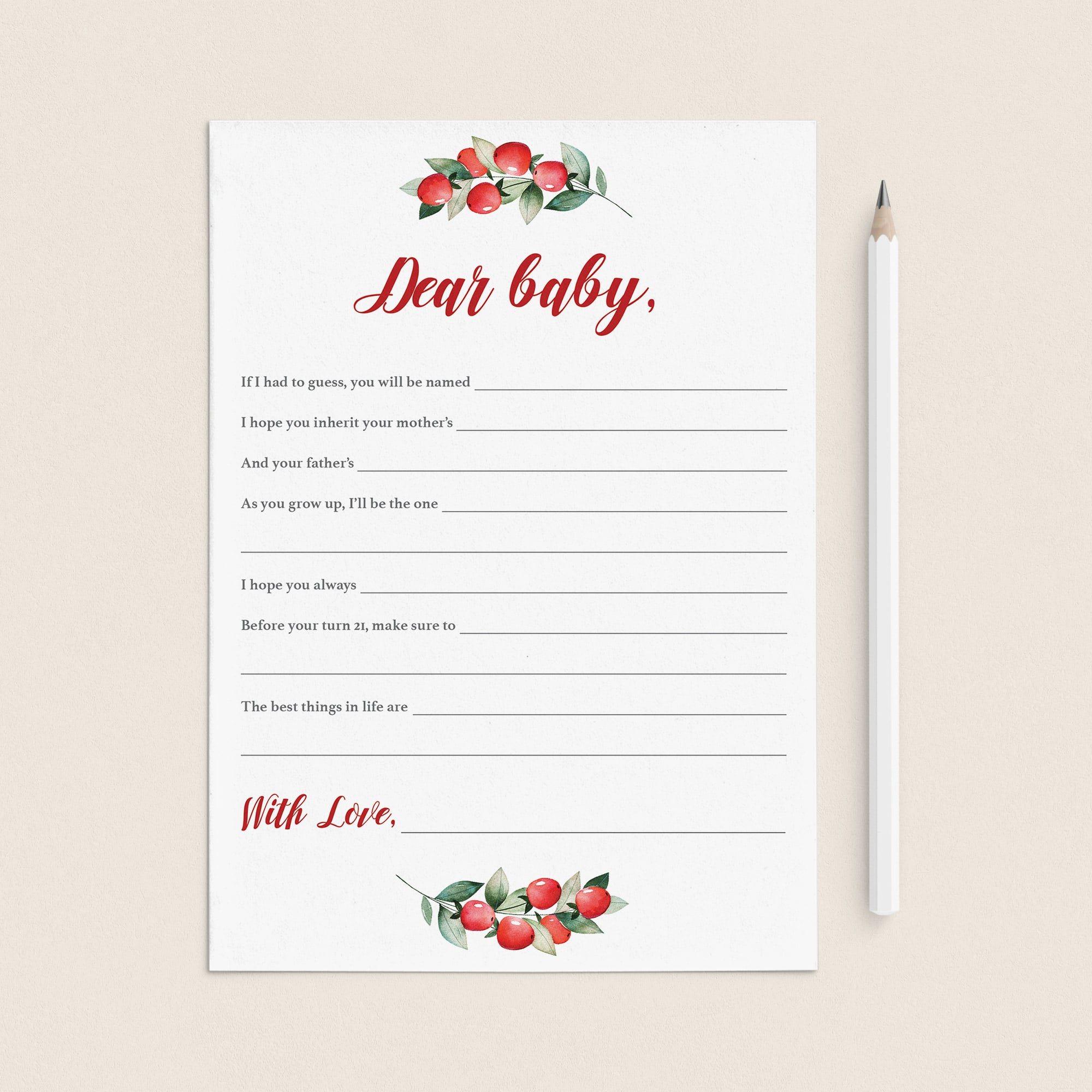 Christmas Baby Wishes Cards Printable by LittleSizzle