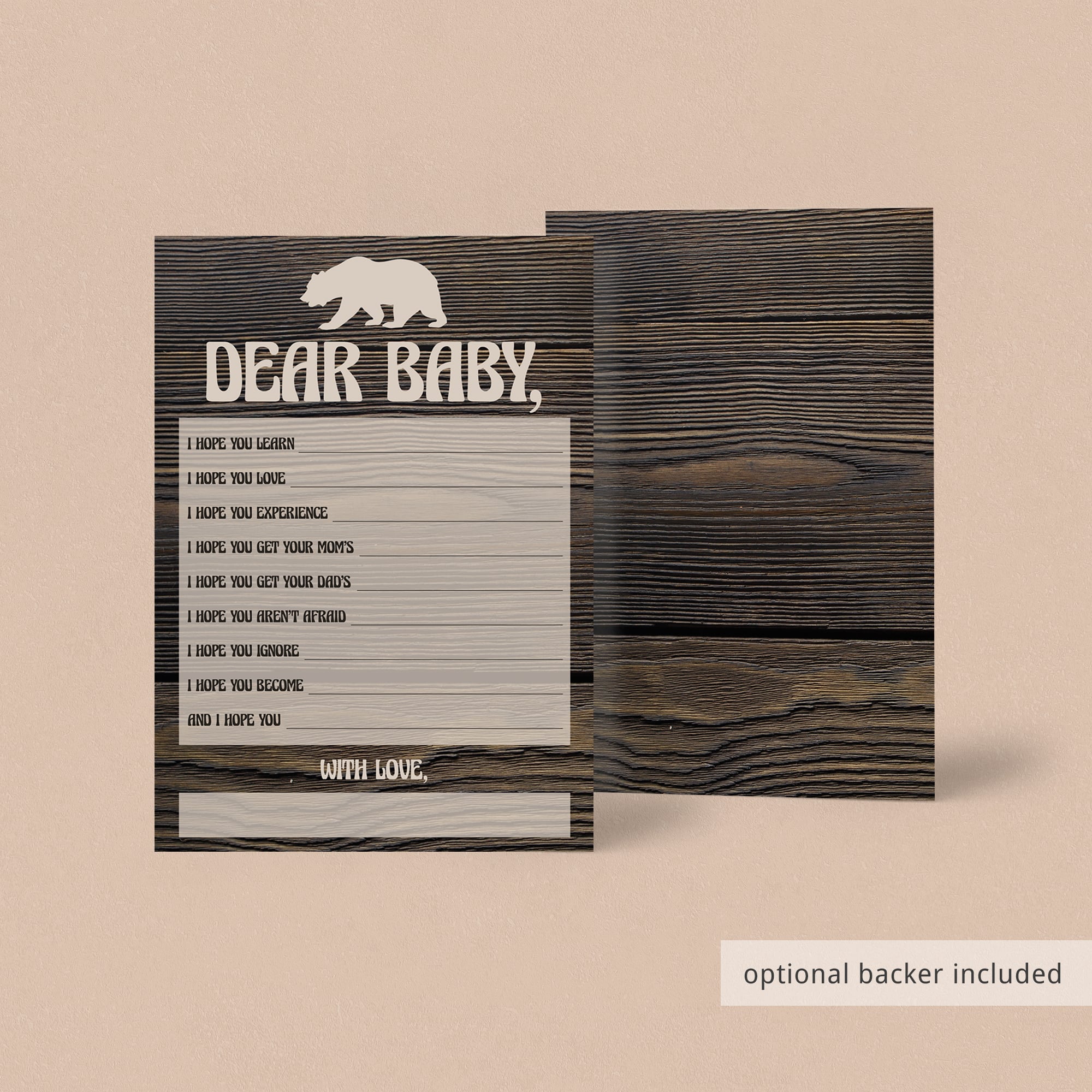 Brown bear and wood background printable baby shower games by LittleSizzle