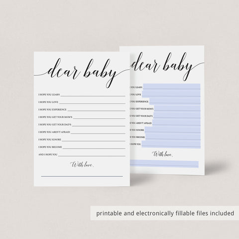 Elegant Wishes for Baby Cards | Printable &amp; Fillable PDF | Instant ...
