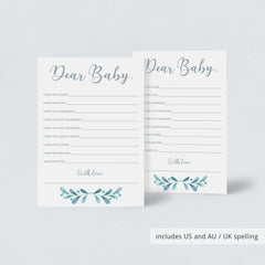 Blue winter baby shower game cards printable download by LittleSizzle