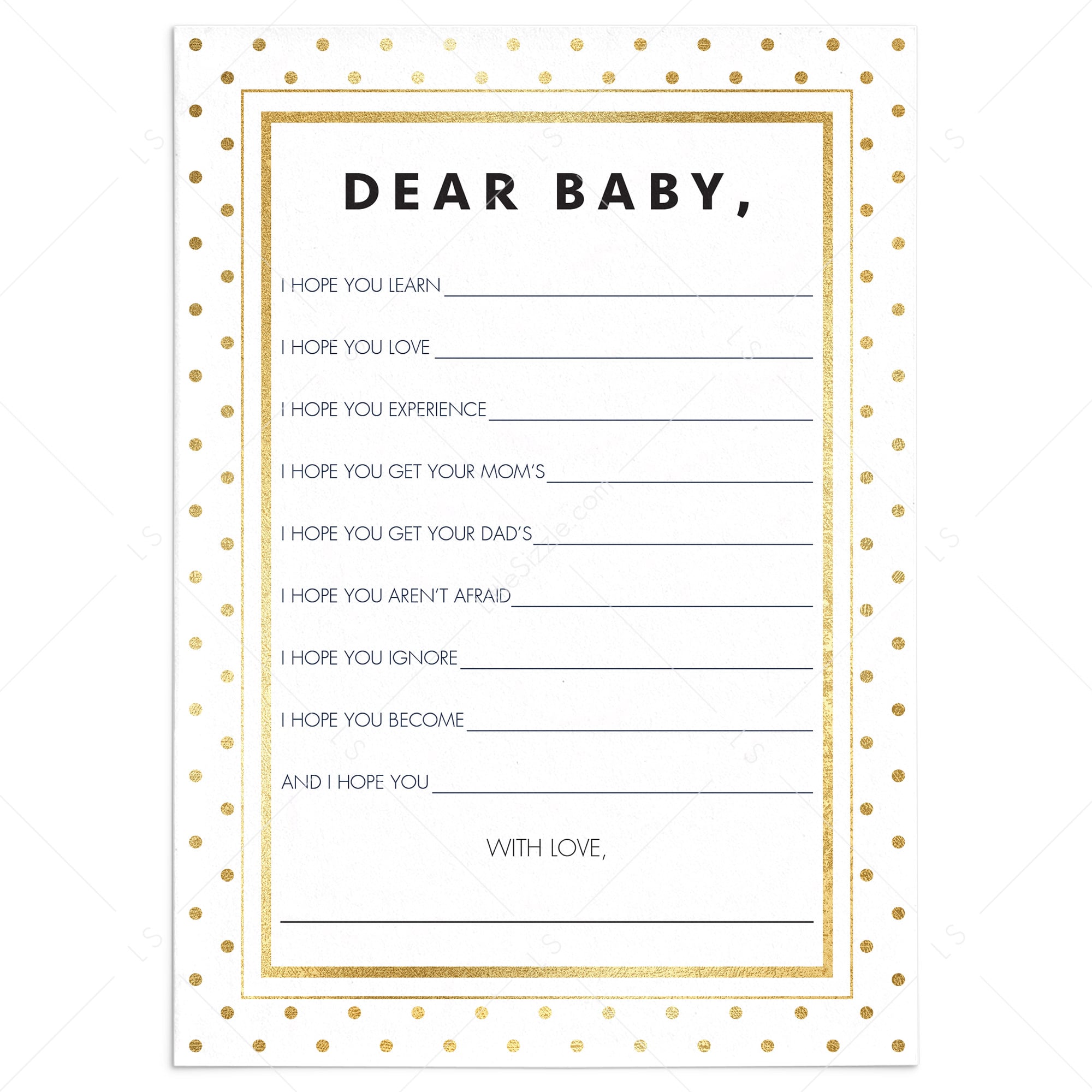 Modern baby shower wish card printable by LittleSizzle