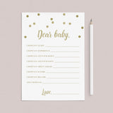Dear baby printable for gold themed baby shower by LittleSizzle