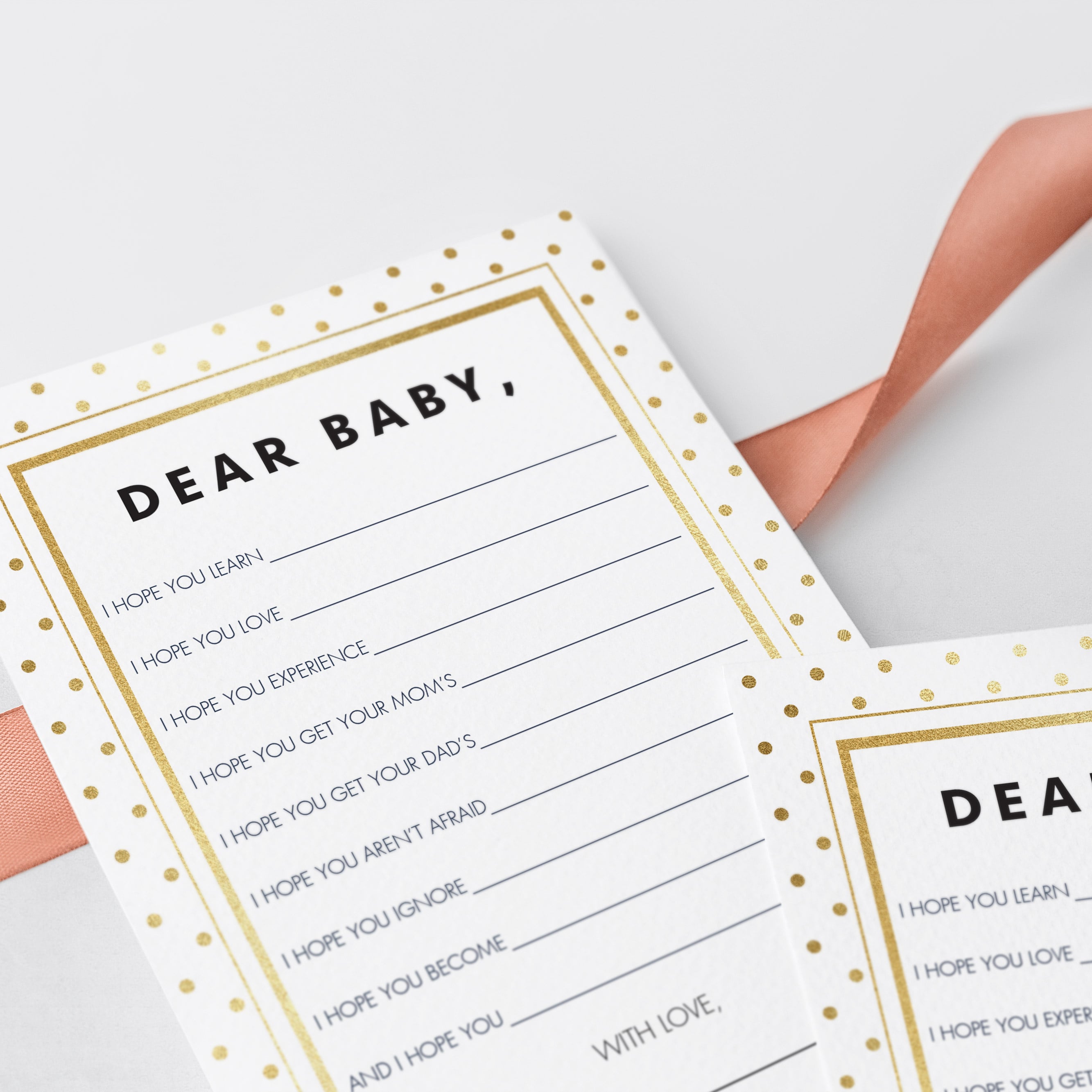 Dear baby game printable gold glitter by LittleSizzle