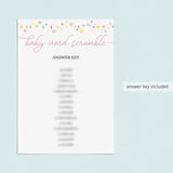 Download word scramble game and answers for baby shower by LittleSizzle