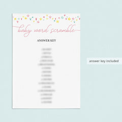 Download word scramble game and answers for baby shower by LittleSizzle
