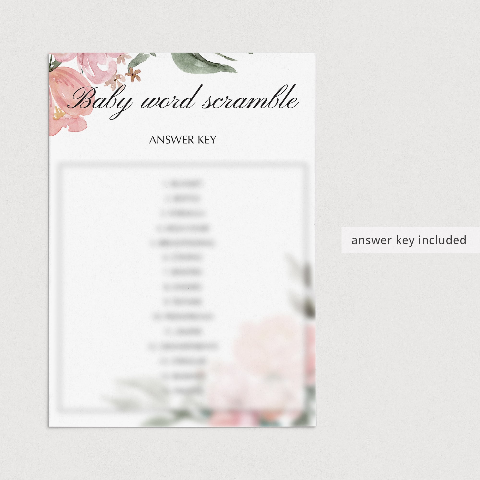 Baby word scramble baby shower answers by LittleSizzle