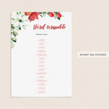 Baby Word Scramble Game With Winter Flowers