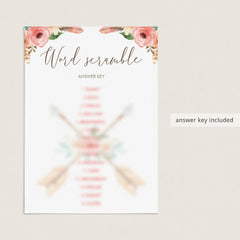 Floral Aztec Baby Shower Game Baby Word Scramble