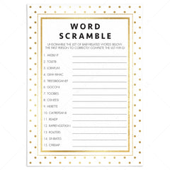 Word scramble game for neutral baby shower by LittleSizzle
