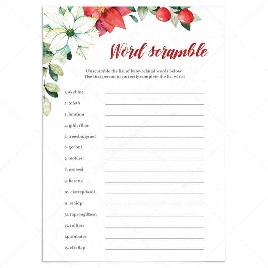 Baby Word Scramble Game With Winter Flowers by LittleSizzle