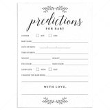 Rustic Minimal Baby Shower Game Predictions for Baby by LittleSizzle