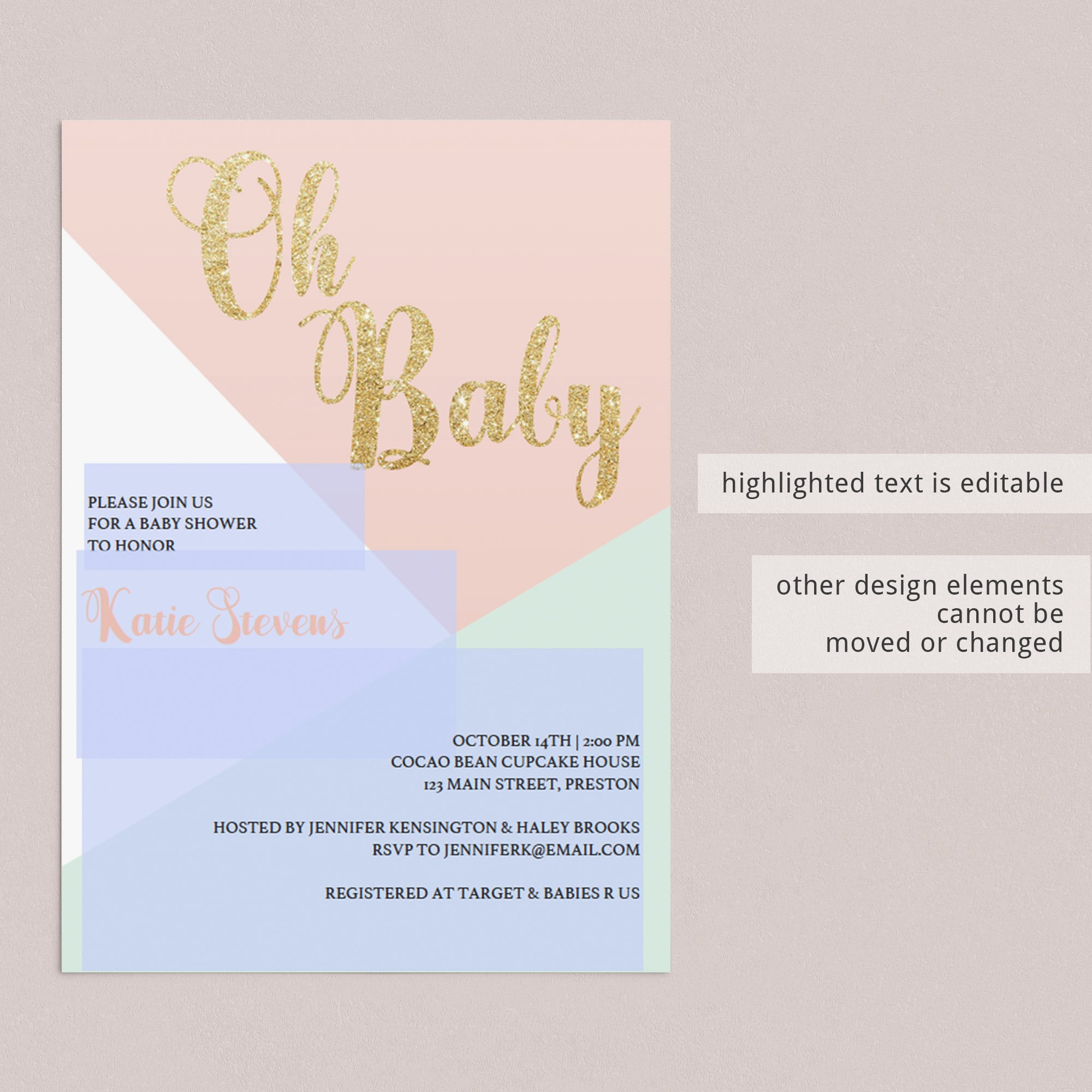 DIY Printable Pink and Mint Baby Shower Invitation by LittleSizzle