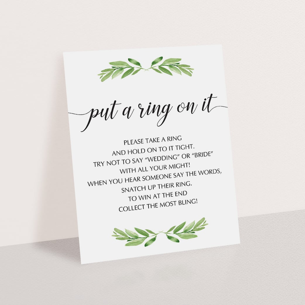 Put a Ring on it Bridal Shower Game, Ready to Print, greenery gold geo –  designsplusmore