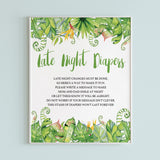 Green Leaf Baby Shower Late Night Diapers Printable by LittleSizzle