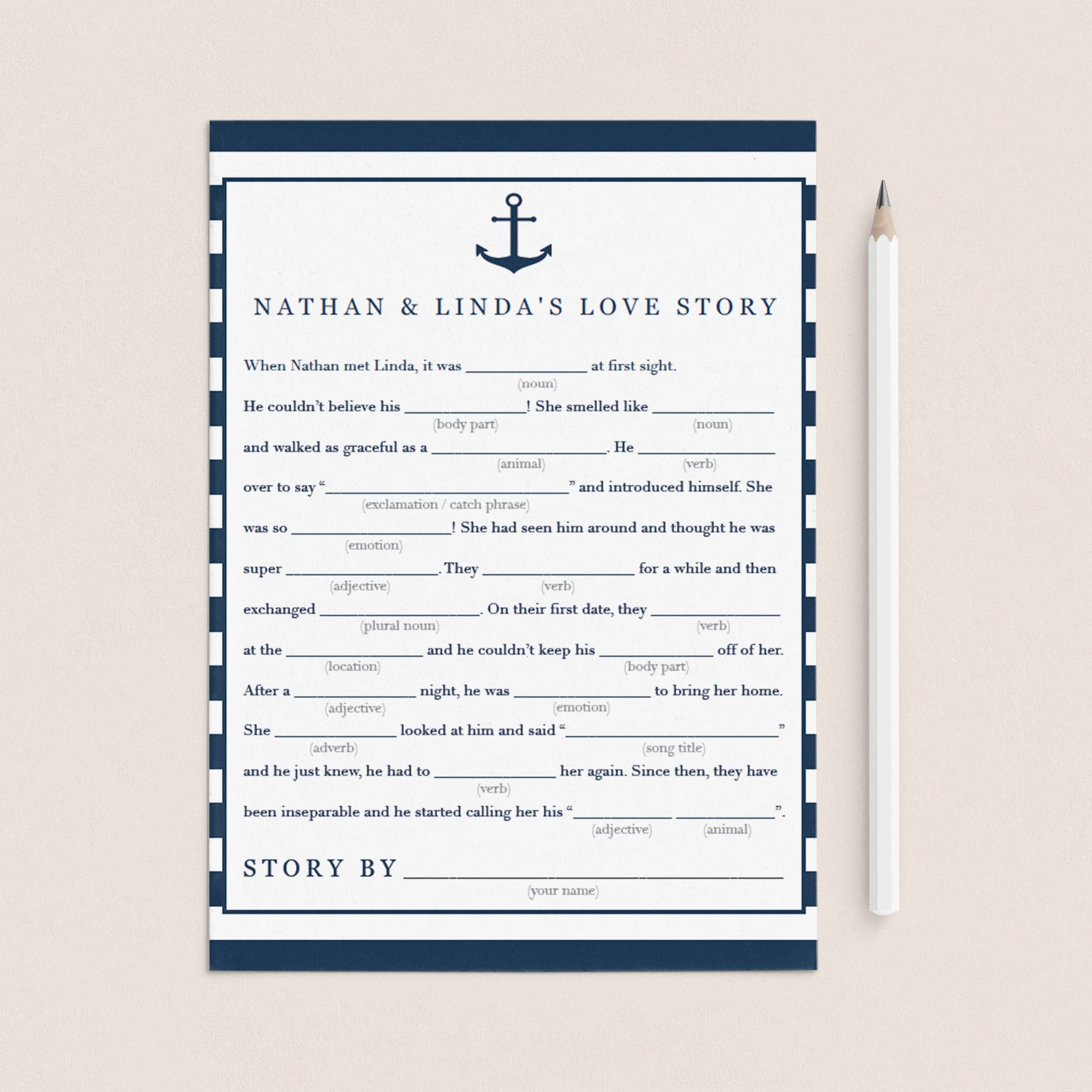 nautical bridal shower madlibs printable by LittleSizzle