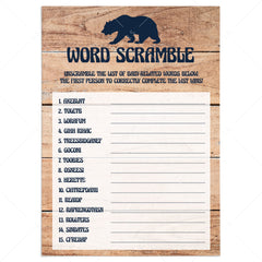 Baby word scramble game for boy baby shower by LittleSizzle