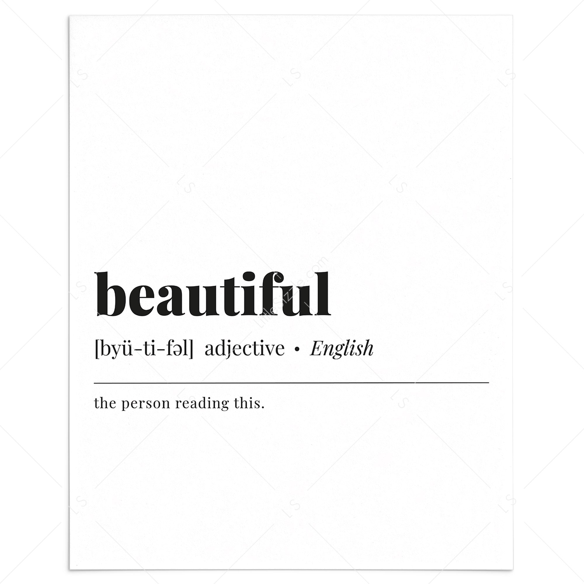 Beautiful Definition Print Instant Download by LittleSizzle