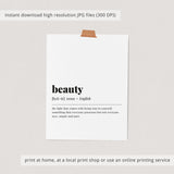 Beauty Definition Print Instant Download