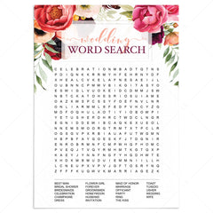best wedding word search boho bridal game cards by LittleSizzle