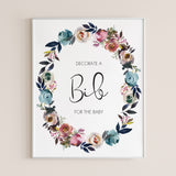 Floral baby shower games DIY decorate a bib sign by LittleSizzle
