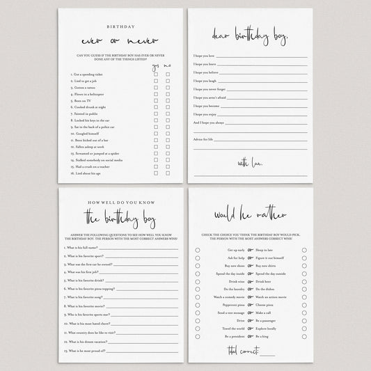 Adult Men Birthday Party Games Bundle Printable by LittleSizzle