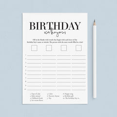 Baby Boy First Birthday Party Game Scattergories Printable by LittleSizzle