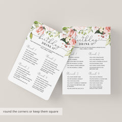 Women's Birthday Party Drinking Game Printable