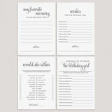 Elegant Girl Birthday Party Game Cards Bundle Instant Download by LittleSizzle