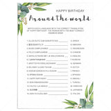 Botanical Birthday Party Game For Adults Printable by LittleSizzle